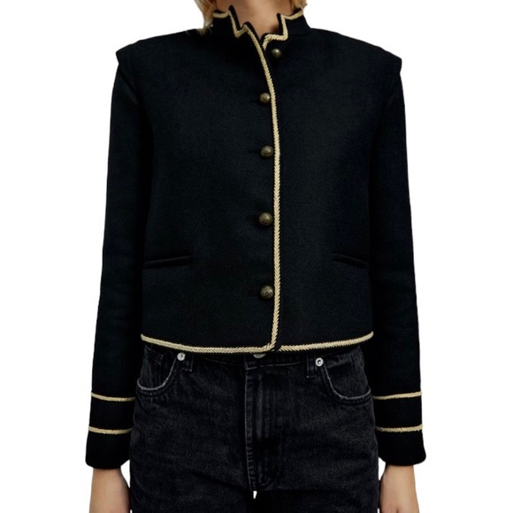 ZARA | Cropped Jacket With Gold Details - Picture 6 of 9